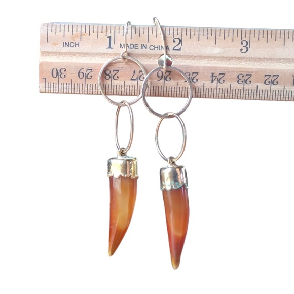 Beautiful Horn Shaped Carnelian Earrings - Picture 6 of 8